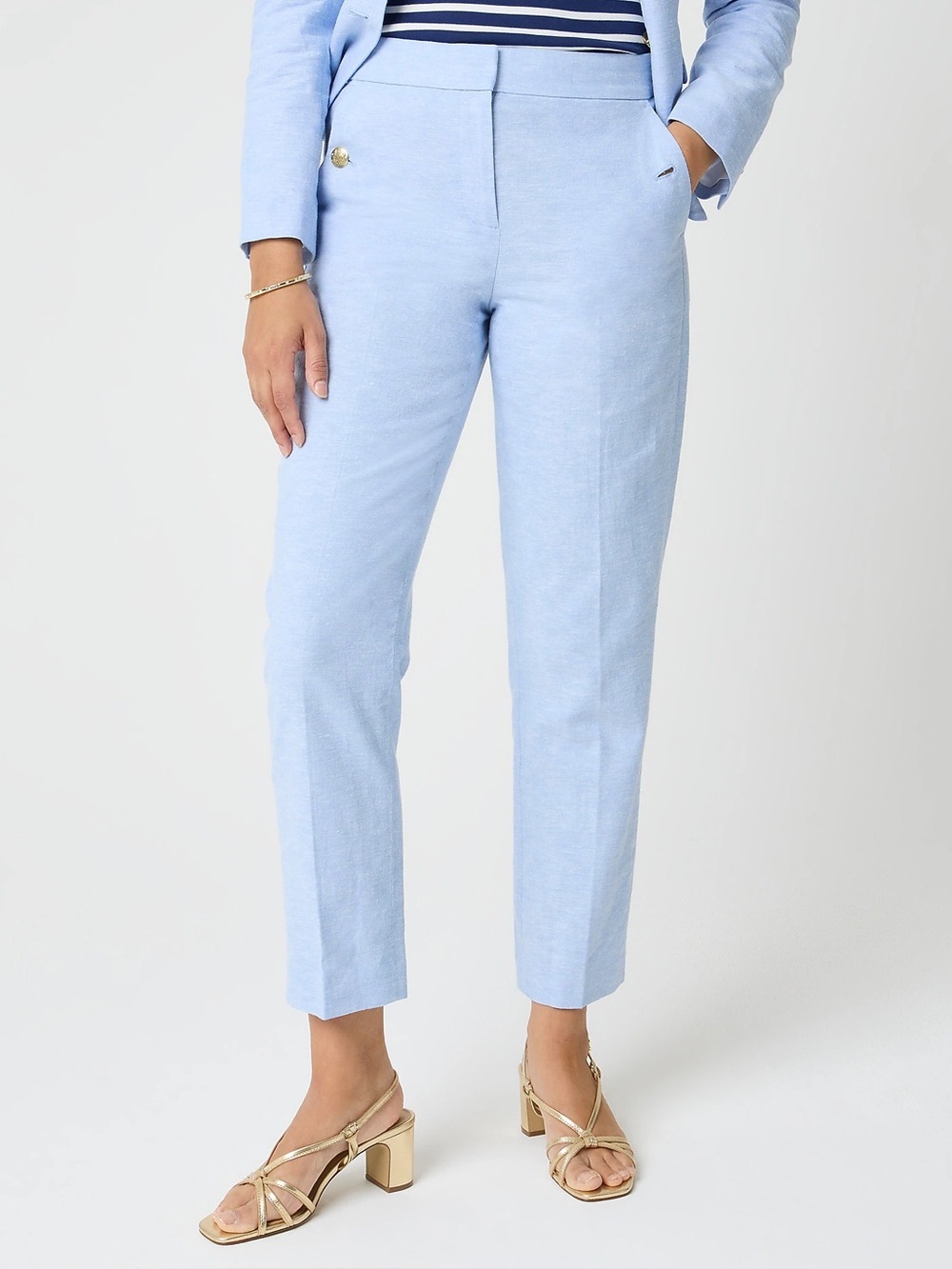 J Crew Factory NWT Linen Blend Sailor Ankle Pant Light Blue Womens Sz. 2